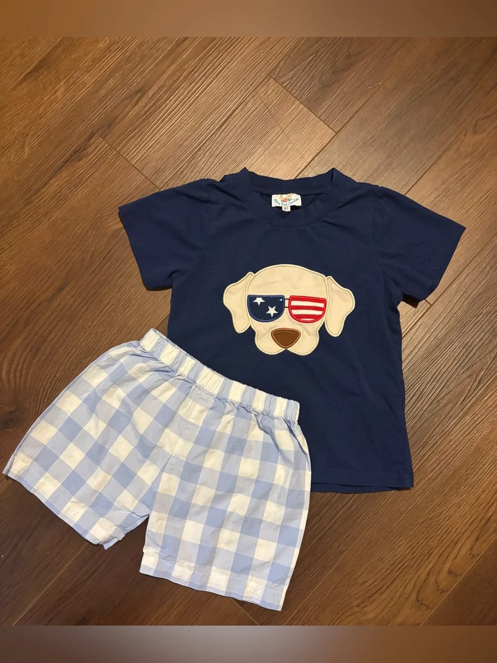 4T Boy Patriotic Puppy Short Set (Busy Bees Smocks)